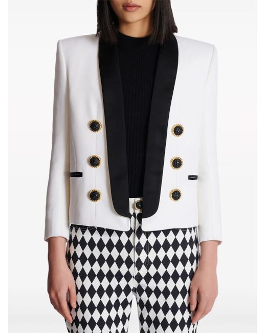 Balmain Black Chic 6-Button Jacket With Contrast Lapels