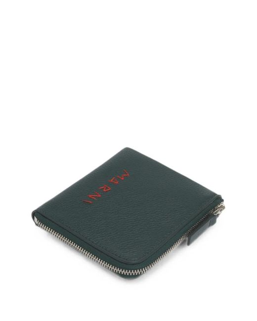 Marni Green Mending Logo Leather Wallet for men