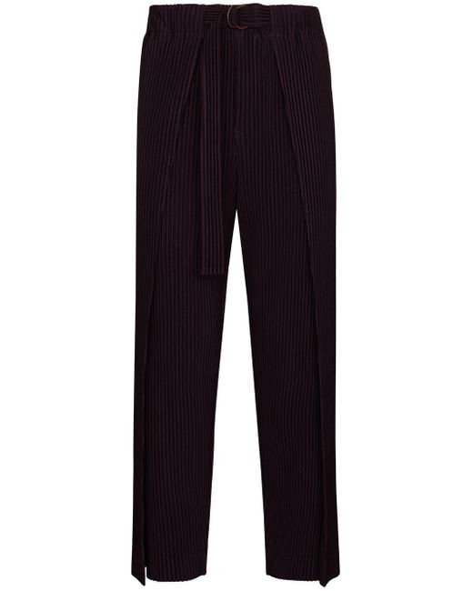 Homme Plissé Issey Miyake Plissé-effect Tapered Trousers in Purple for Men  - Lyst