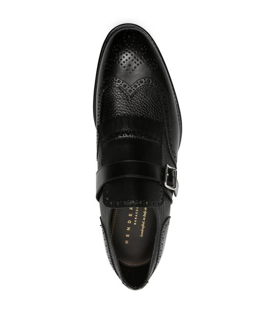Henderson Black Fringe-Detail Monk Shoes for men