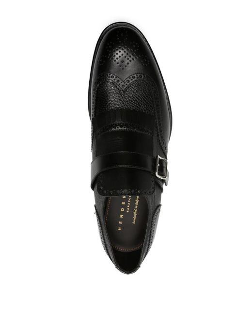 Henderson Black Fringe-Detail Monk Shoes for men