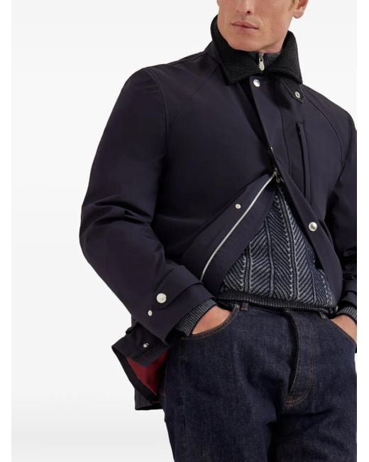 Brunello Cucinelli Blue Snap-Fastening Jacket for men