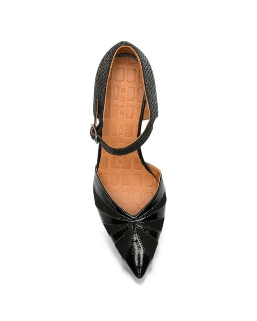 Chie Mihara Black Arai Snakeskin-Effect Point-Toe Heeled Pumps
