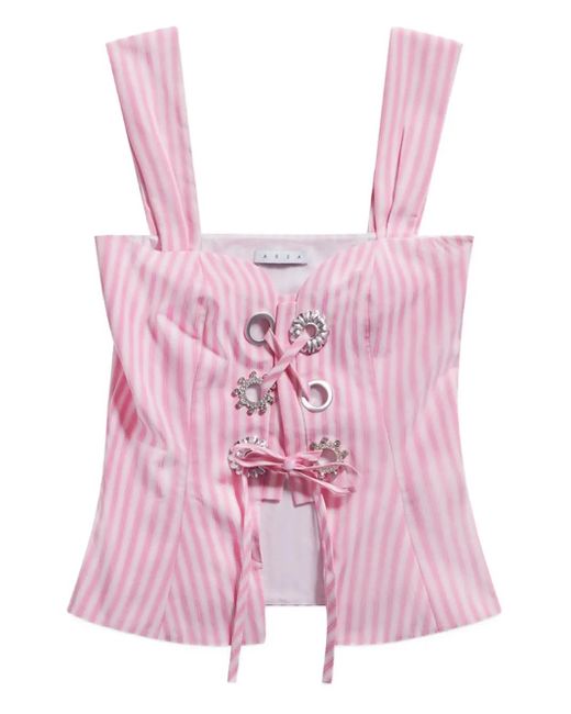 Top estilo corsé a rayas Area de color Pink