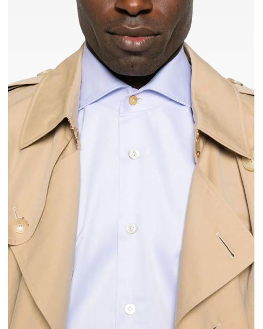 Kiton White Long-Sleeve Button Shirt for men