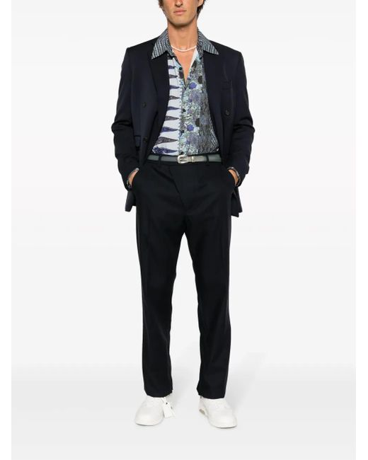 424 Blue Asymmetric Button-Fastening Wide-Leg Trousers for men