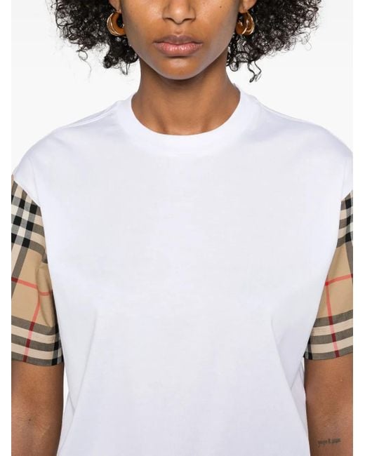 Burberry White Check Cotton T-Shirt