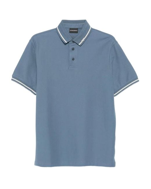 Emporio Armani Blue Cotton Polo Shirt for men
