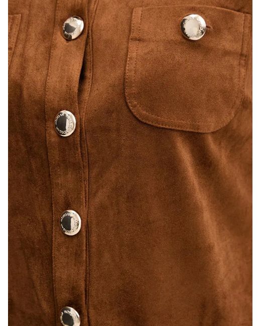 Morgan Brown Button-Up Short-Sleeve Mini Dress