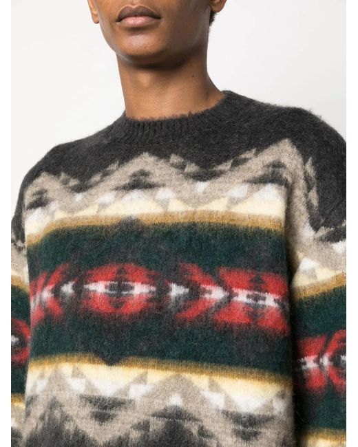 Junya Watanabe Gray Intarsia-Knit Oversize Jumper for men