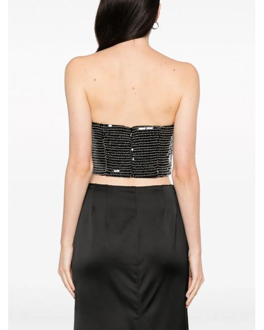 Gemy Maalouf Black Sequined Cropped Top