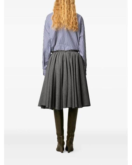 AMI Gray Corolla Wool Midi Skirt