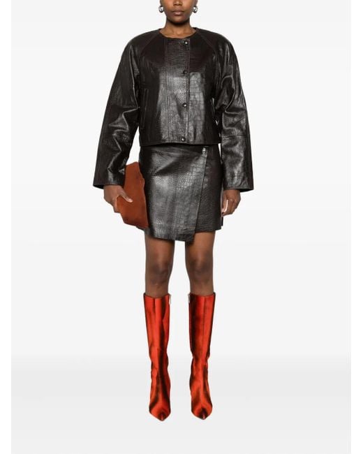 Stand Studio Gray Leather Coat