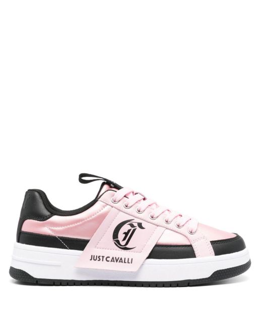 Just Cavalli Pink Logo-patch Panelled Sneakers