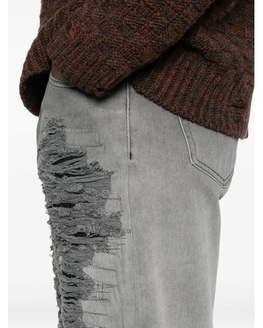 MM6 by Maison Margiela Gray Distressed-Frayed Jeans for men