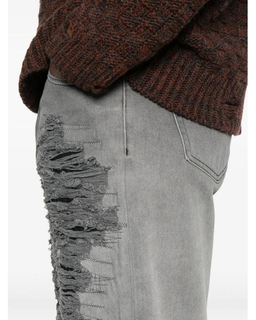 MM6 by Maison Martin Margiela Gray Distressed-Frayed Jeans for men