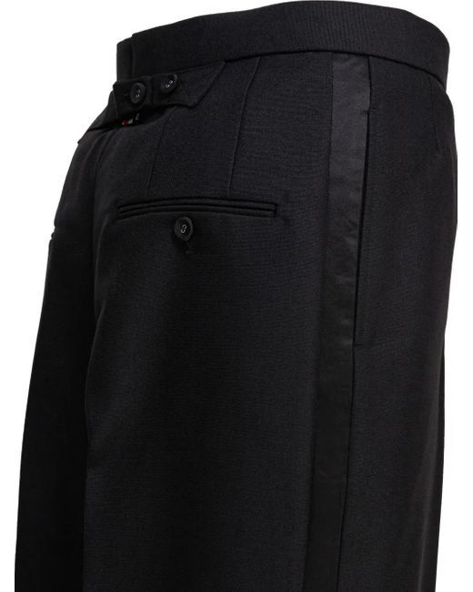 Thom Browne Black Pleated Tailored Trousers for men
