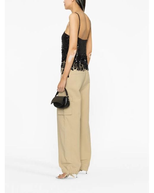 The Attico Black Layered Sequin-Embellished Top
