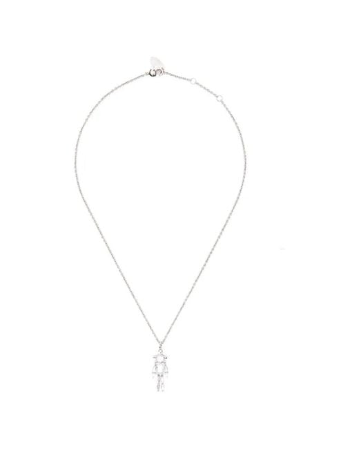Vivienne Westwood White Issa Pendant Crystal-Embellished Necklace