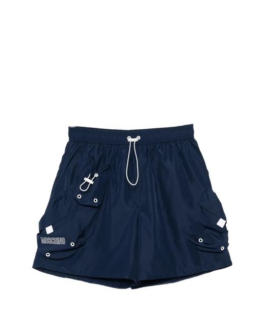 Moschino Blue Cargo-Pocket Swim Shorts for men
