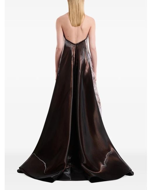 Gemy Maalouf Brown Strapless Sculpted-Neck Dress