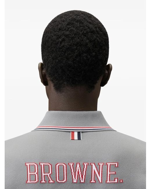 Thom Browne Gray Browne 65 Intarsia Zip Polo for men