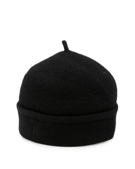 RANRA Black Logo-Embroidered Felt Beanie Hat for men