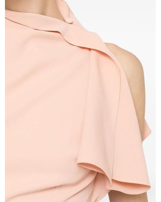 Nissa Pink Ruffled High-Neck Top