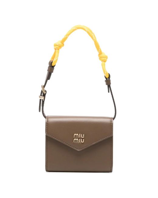 Miu Miu White Logo-Plaque Top-Handle Wallet