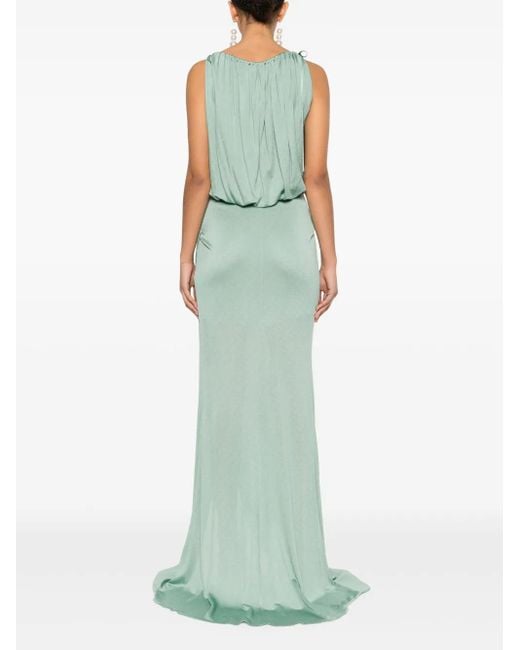 Blumarine Green Draped-Detail Maxi Dress