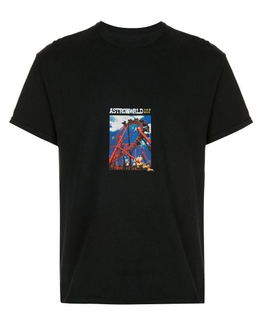 メンズ Travis Scott Astroworld Roller Coaster Tシャツ Black