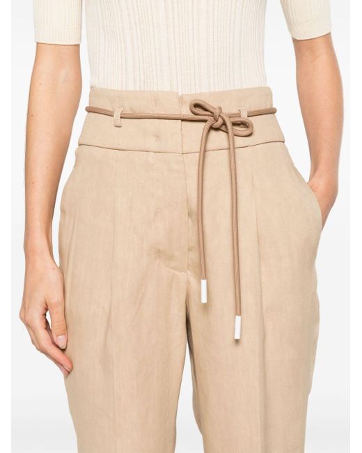 Peserico Natural Pleat-detail Cropped Trousers