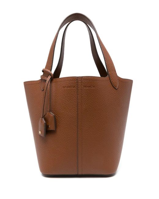Borsa Tote Piccola Con Logo di Elisabetta Franchi in Brown