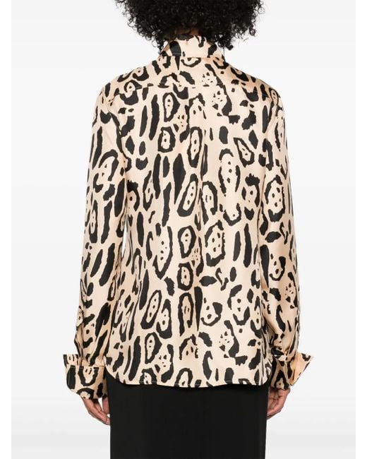 Sportmax Black Armony Silk Shirt With Graphic Print