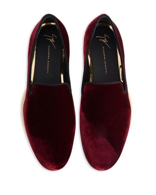 Giuseppe Zanotti Red Gz Flash Velvet Loafers for men