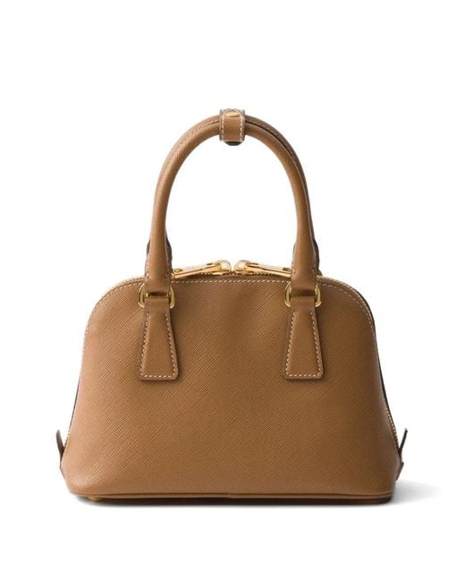 Prada Brown Promenade Saffiano-Leather Mini Bag