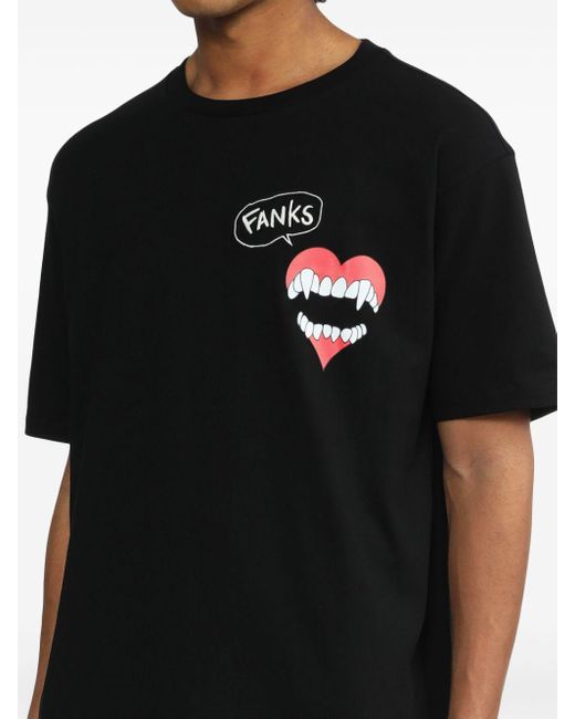 FIVE CM Black Fang-print Cotton T-shirt for men