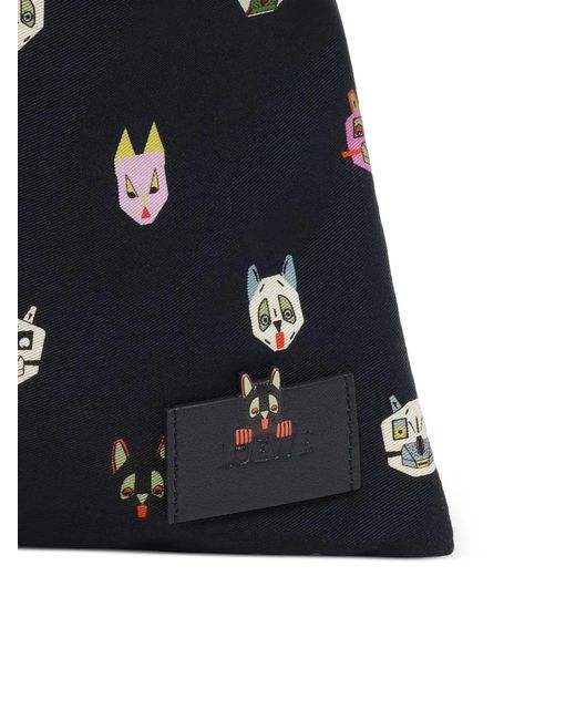 Loewe Black Small Cat-Motif Drawstring Pouch