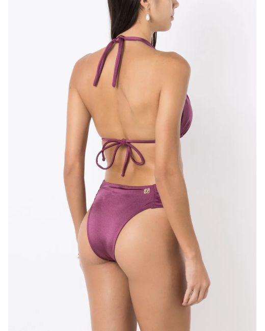 Set Bikini Con Dettaglio A Nodo di Brigitte Bardot in Purple