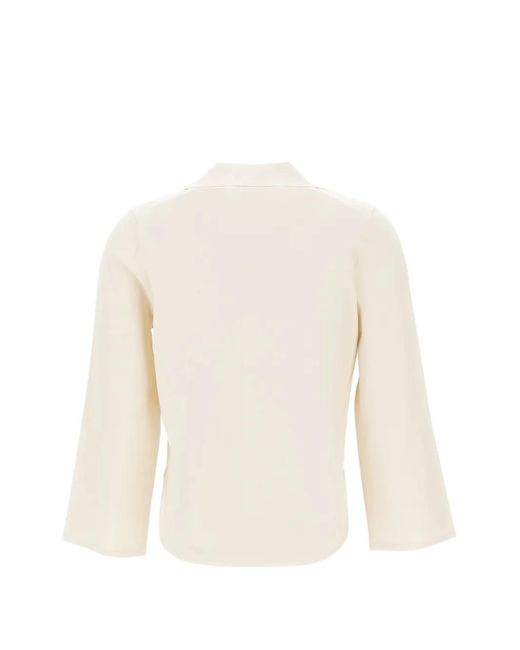 Kangra White Blouse À Col V Et Poignets Fendus