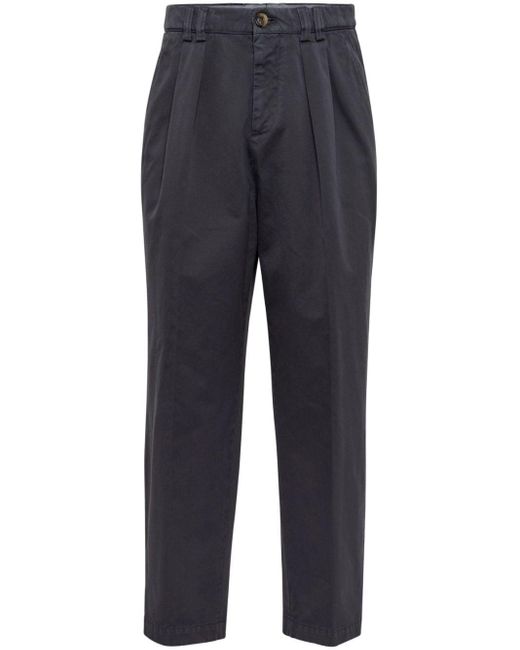 Pantalon en coton à design plissé Brunello Cucinelli pour homme en coloris Blue