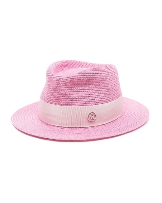 Maison Michel Pink Andre Hemp Fedora Hat