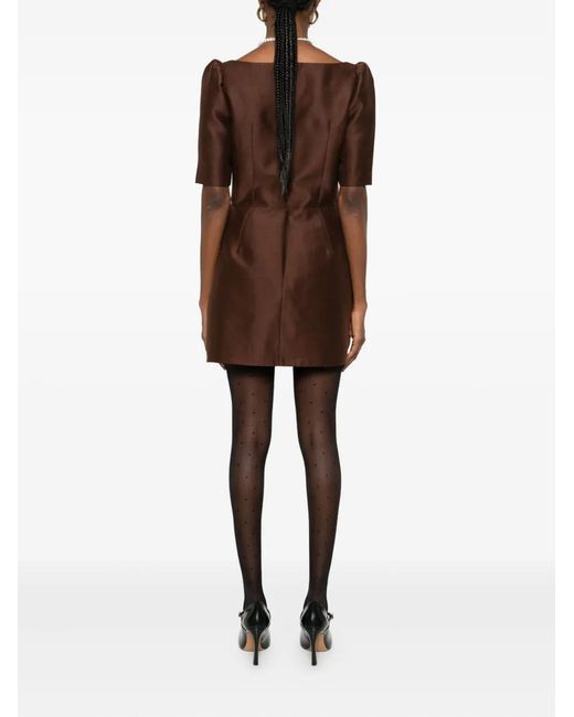 ShuShu/Tong Brown Bow-Detailing Puff-Sleeve Dress