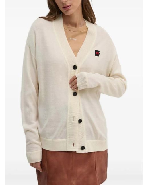 DKNY Natural Button Logo Cardigan