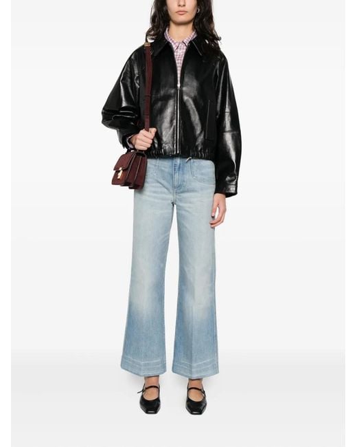 Sandro Black Zip-Up Leather Jacket