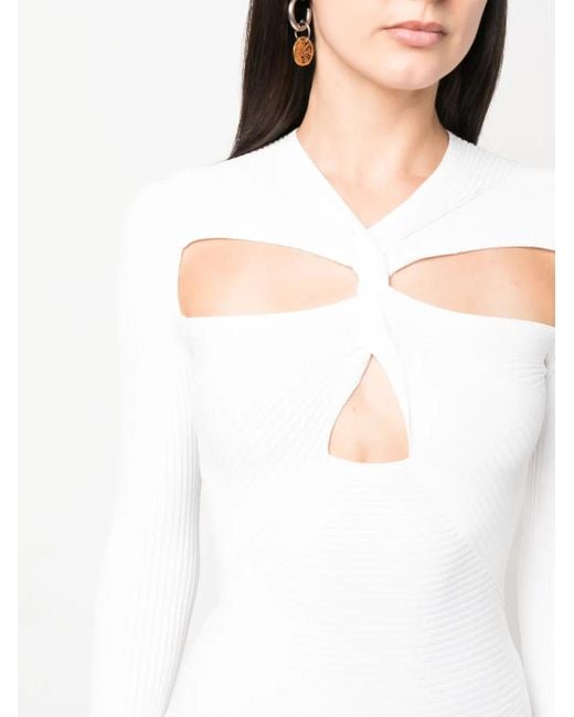 Philosophy Di Lorenzo Serafini White Cut-Out Detail Ribbed Mini Dress