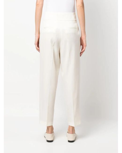 Fabiana Filippi White Pressed-Crease Tapered-Leg Trousers