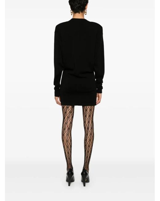 Saint Laurent Vネックセータードレス(ウール) Black