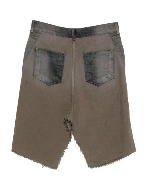 Rick Owens Gray Frayed Denim Skirt for men