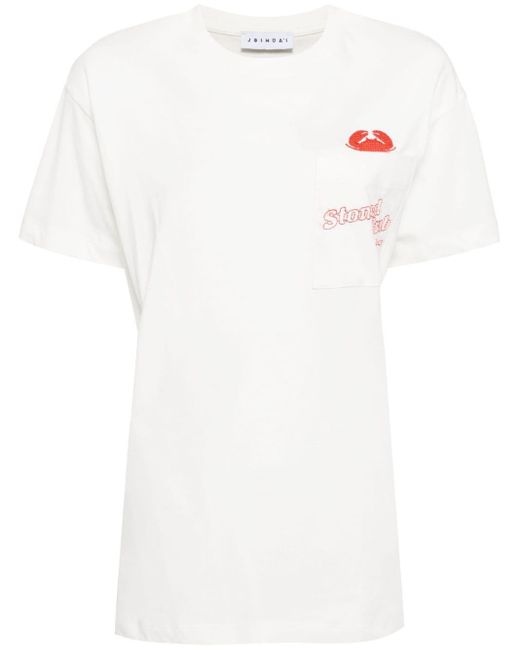 Joshua Sanders White Crab-embroidered Cotton T-shirt